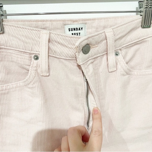Sunday Best Aritzia Light Pink Cotton Zip Fly Corduroy Straight Leg Pants SZ 2 - Picture 3 of 11